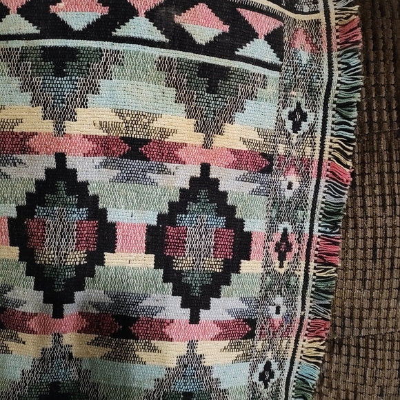 Aztec Boho Tapestry Wall Hanging Decor Multi Colored 34x19in Clean Beautiful - Picture 4 of 9